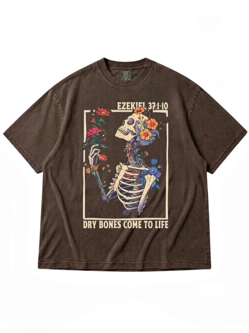 Comfort Colors Graphic Skeleton Short Sleeve Tee in Espresso